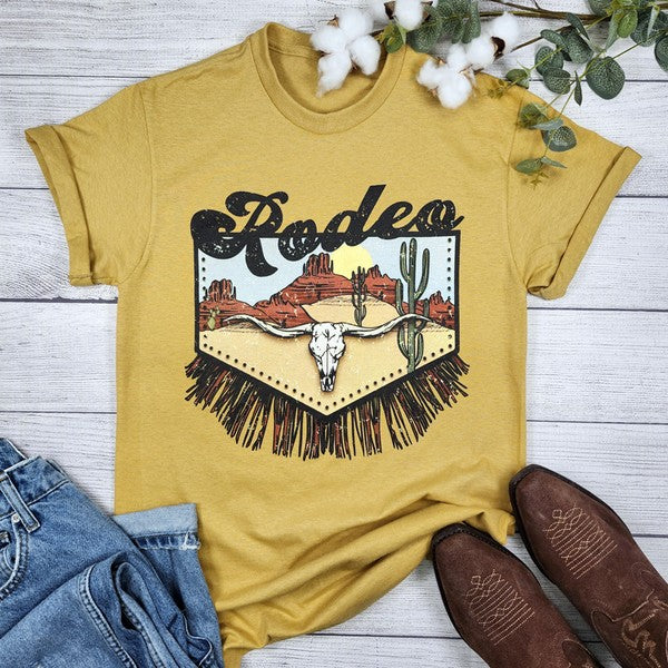 Rodeo Fringe Graphic T-Shirt | Western Cowgirl Tee | Desert Cactus Graphic Shirt | Country Concert Tee | Boho Western Top | Unisex Graphic Tee