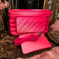 Think Royln Bank Street XL Quilted Crossbody Bag & Matching Convertible Pouch – Hot Pink | RFID Wallet | Lightweight Designer Travel Bag