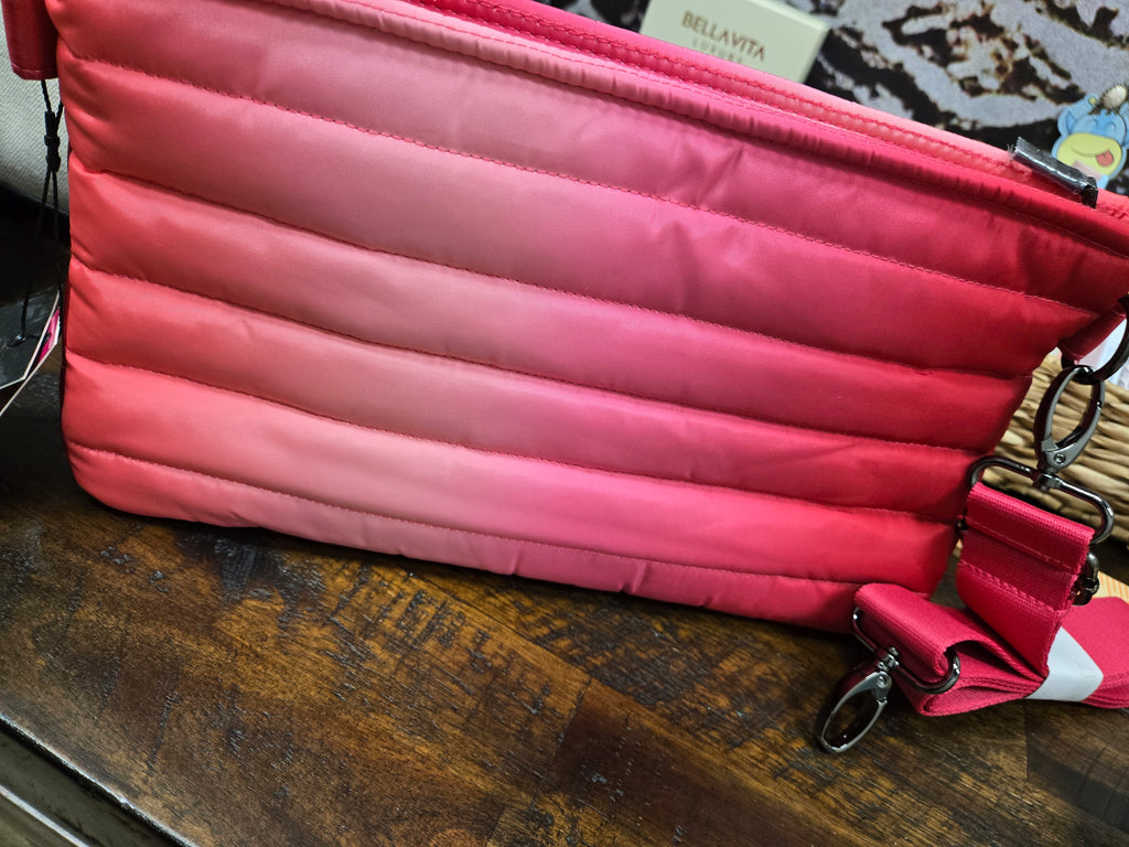 Think Royln Bank Street XL Quilted Crossbody Bag & Matching Convertible Pouch – Hot Pink | RFID Wallet | Lightweight Designer Travel Bag