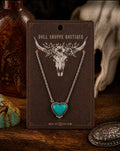 Western Turquoise Heart Necklace for Women | Faux Turquoise Silver Heart Pendant Necklace | Cowgirl Jewelry | Boho Western Necklace | Country Boutique Gift