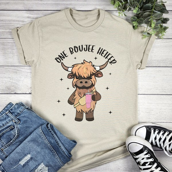 One Boujee Heifer Graphic T-Shirt | Funny Cowgirl Tee | Western Graphic Shirt | Boutique Country Tee | Rodeo Shirt | Unisex Western Apparel