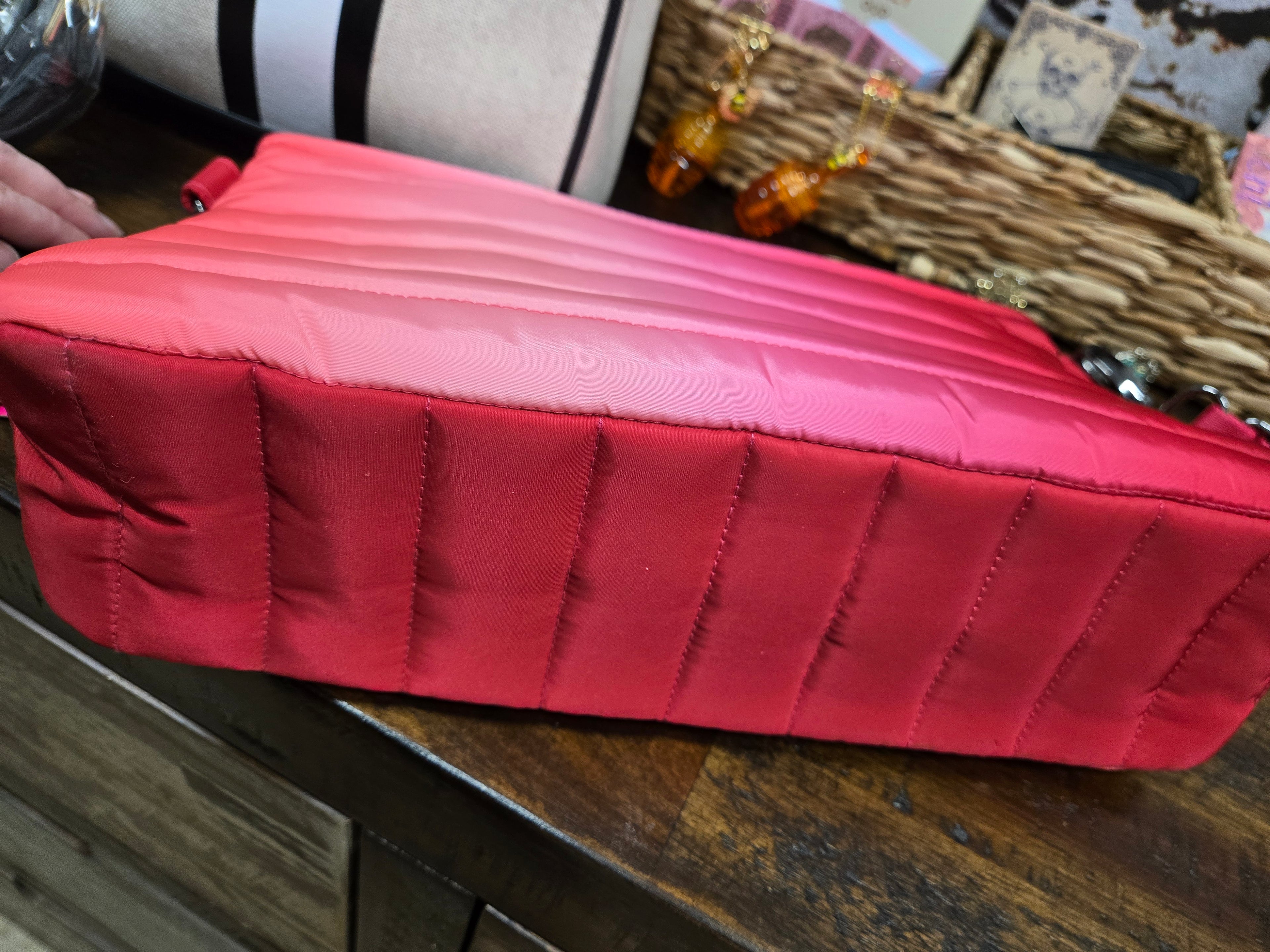 Think Royln Bank Street XL Quilted Crossbody Bag & Matching Convertible Pouch – Hot Pink | RFID Wallet | Lightweight Designer Travel Bag