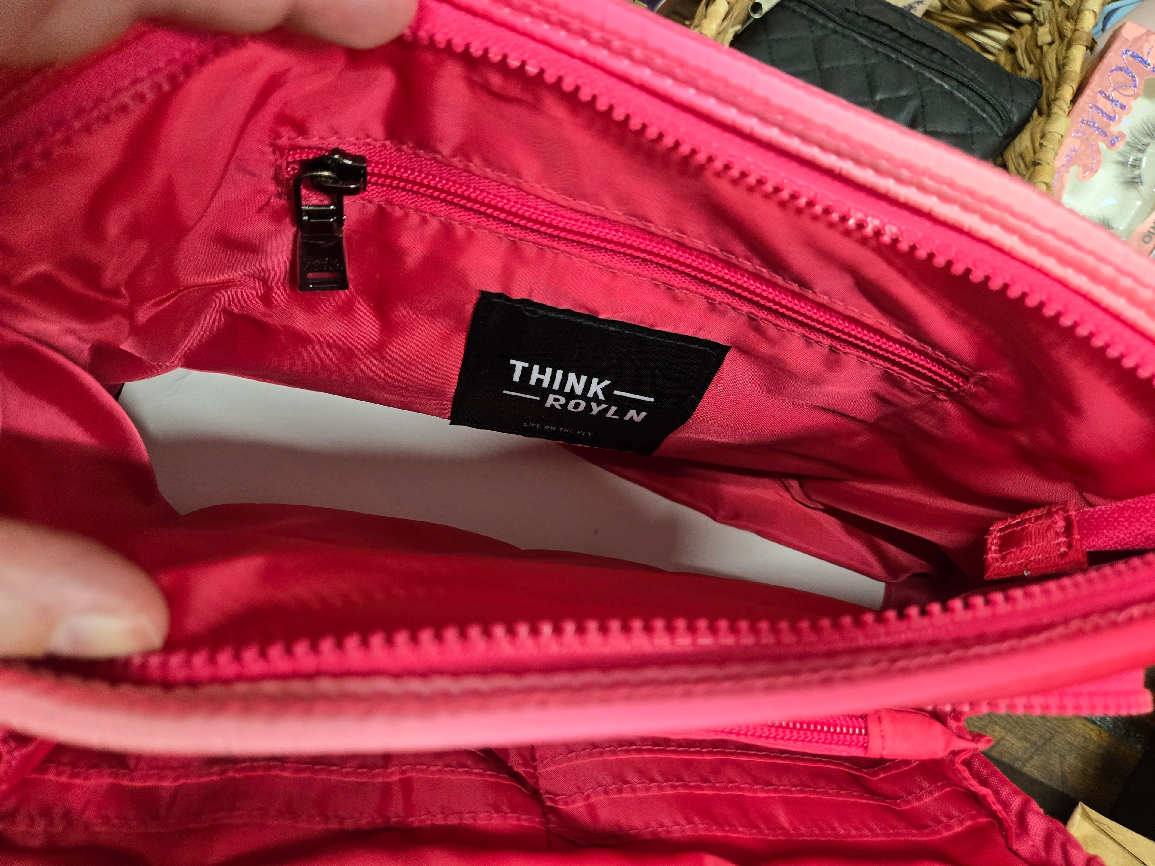 Think Royln Bank Street XL Quilted Crossbody Bag & Matching Convertible Pouch – Hot Pink | RFID Wallet | Lightweight Designer Travel Bag