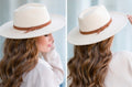Wide Brim Panama Fedora Hat | Cream & Black | Tassel Accent Fedora