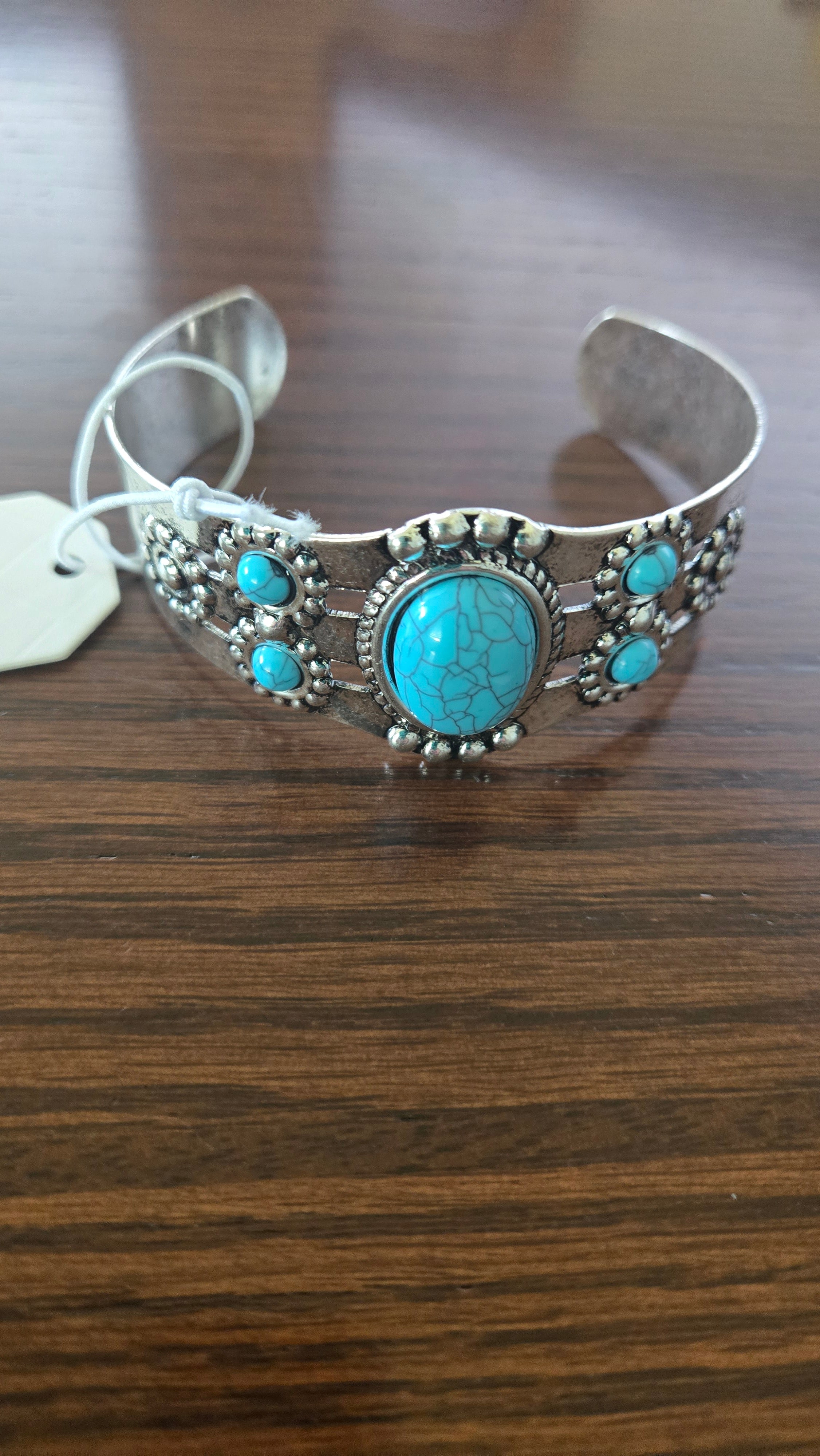 Western Turquoise Cuff Bracelet | Silver Boho Cowgirl Bracelet | Southwestern Adjustable Statement Cuff | Western Boutique Jewelry Gift for Her