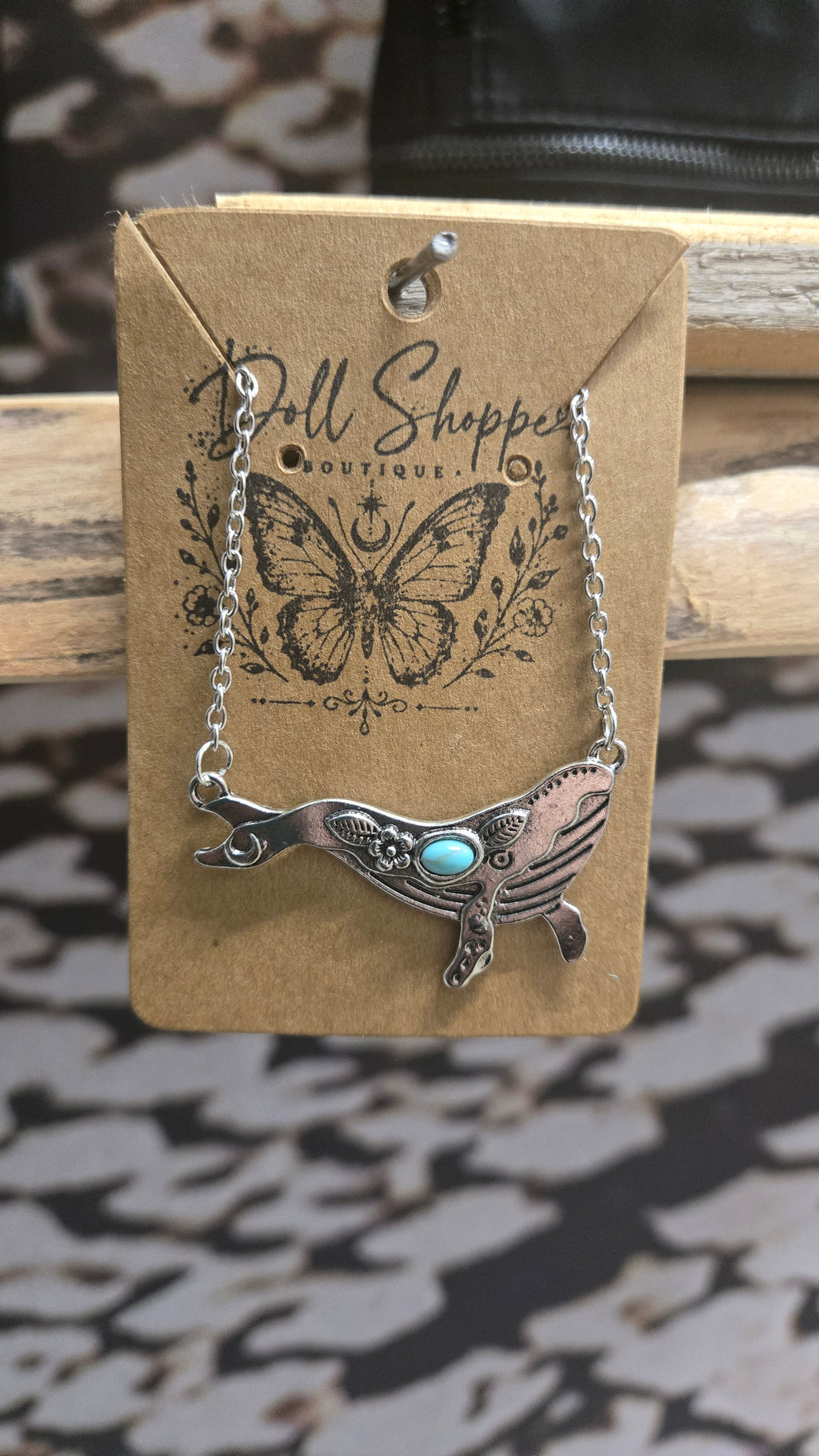 Whale Necklace | Western Ocean Pendant Necklace | Silver Whale Jewelry | Coastal Cowgirl Necklace | Faux Turquoise Whale Pendant Gift