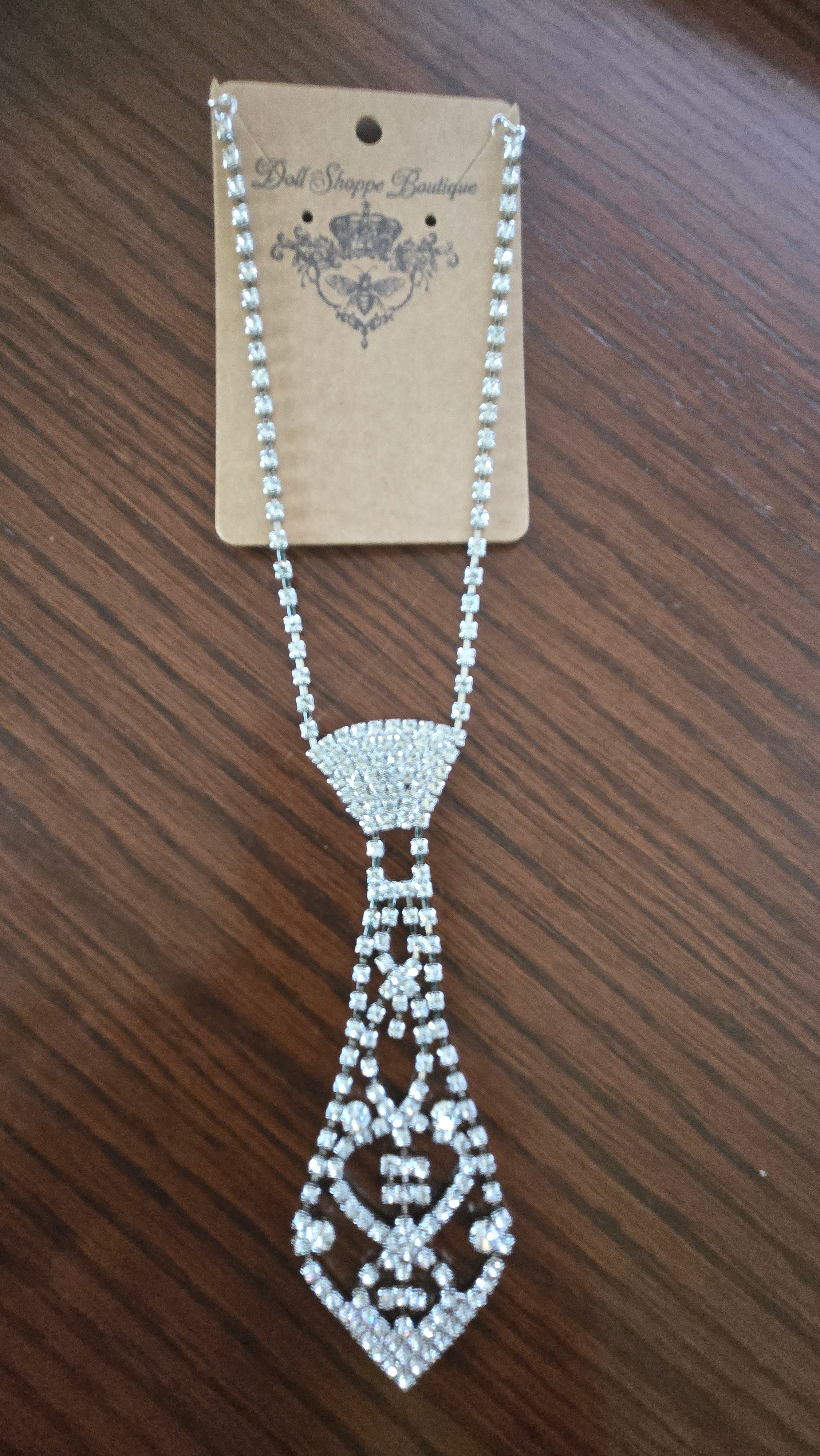 Vintage Inspired Rhinestone Statement Necklace | Crystal Choker Necklace | Glam Drop Pendant | Art Deco Bridal Jewelry | Silver Rhinestone Evening Necklace