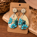 Western Turquoise Teardrop Earrings | Faux Turquoise Silver Hammered Dangle Earrings | Boho Cowgirl Statement Earrings | Western Jewelry for Women