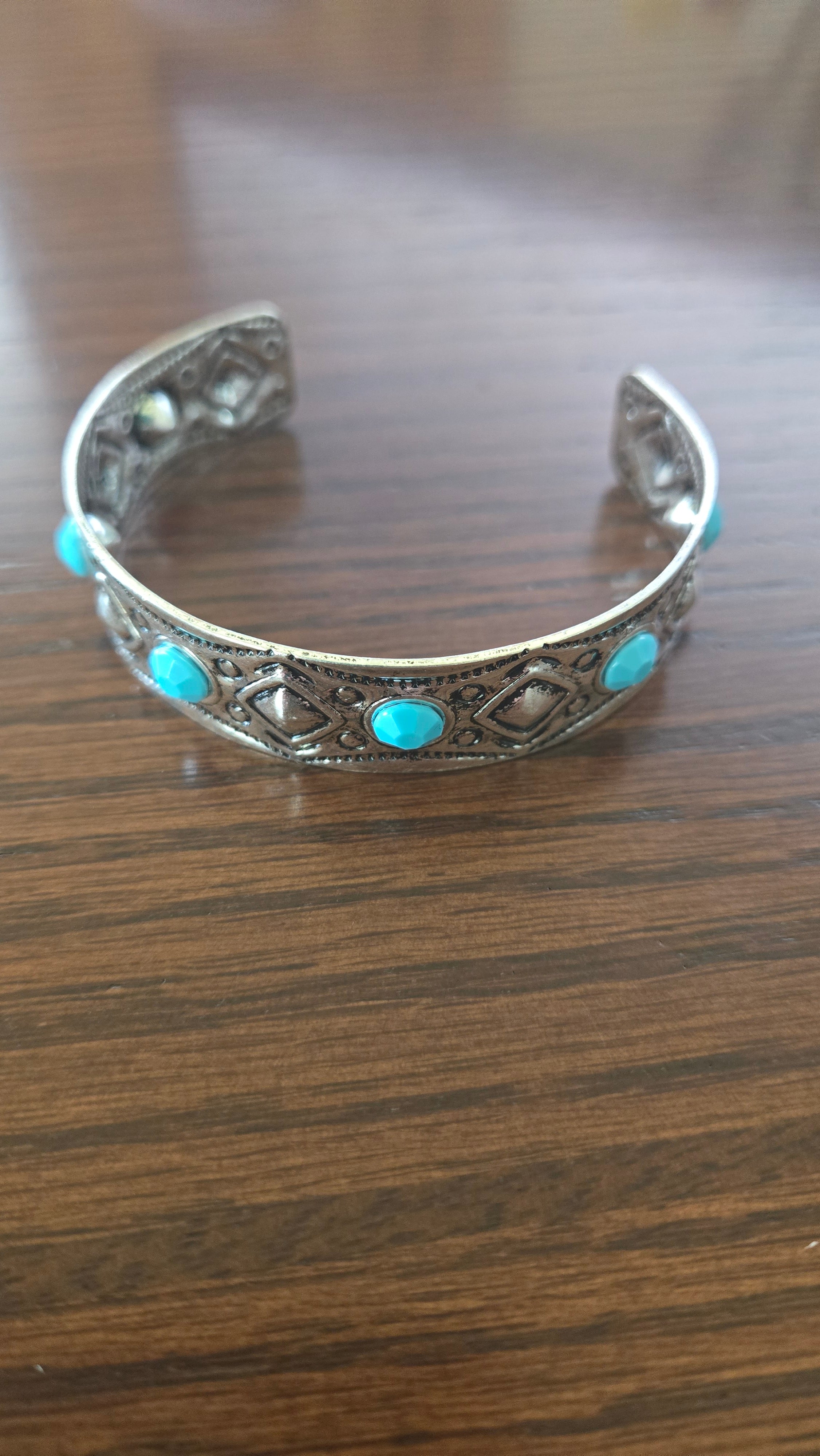 Western Turquoise Cuff Bracelet | Silver Southwestern Cuff | Boho Cowgirl Statement Bracelet | Adjustable Western Jewelry | Boutique Gift for Her