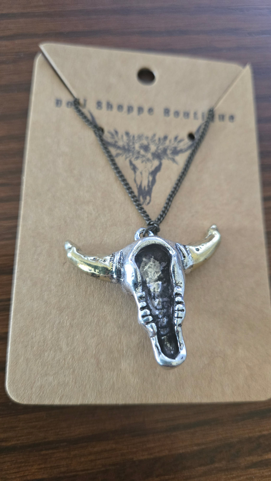 Western Longhorn Skull Necklace | Buffalo Skull Sweater Necklace | Cowgirl Statement Necklace | Western Boho Jewelry | Long Layering Necklace | Rustic Western Gift