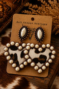 Western Cowhide Heart Earrings | Ivory Howlite Statement Earrings | Faux Fur Cowgirl Earrings | Copper Western Jewelry | Boho Boutique Gift