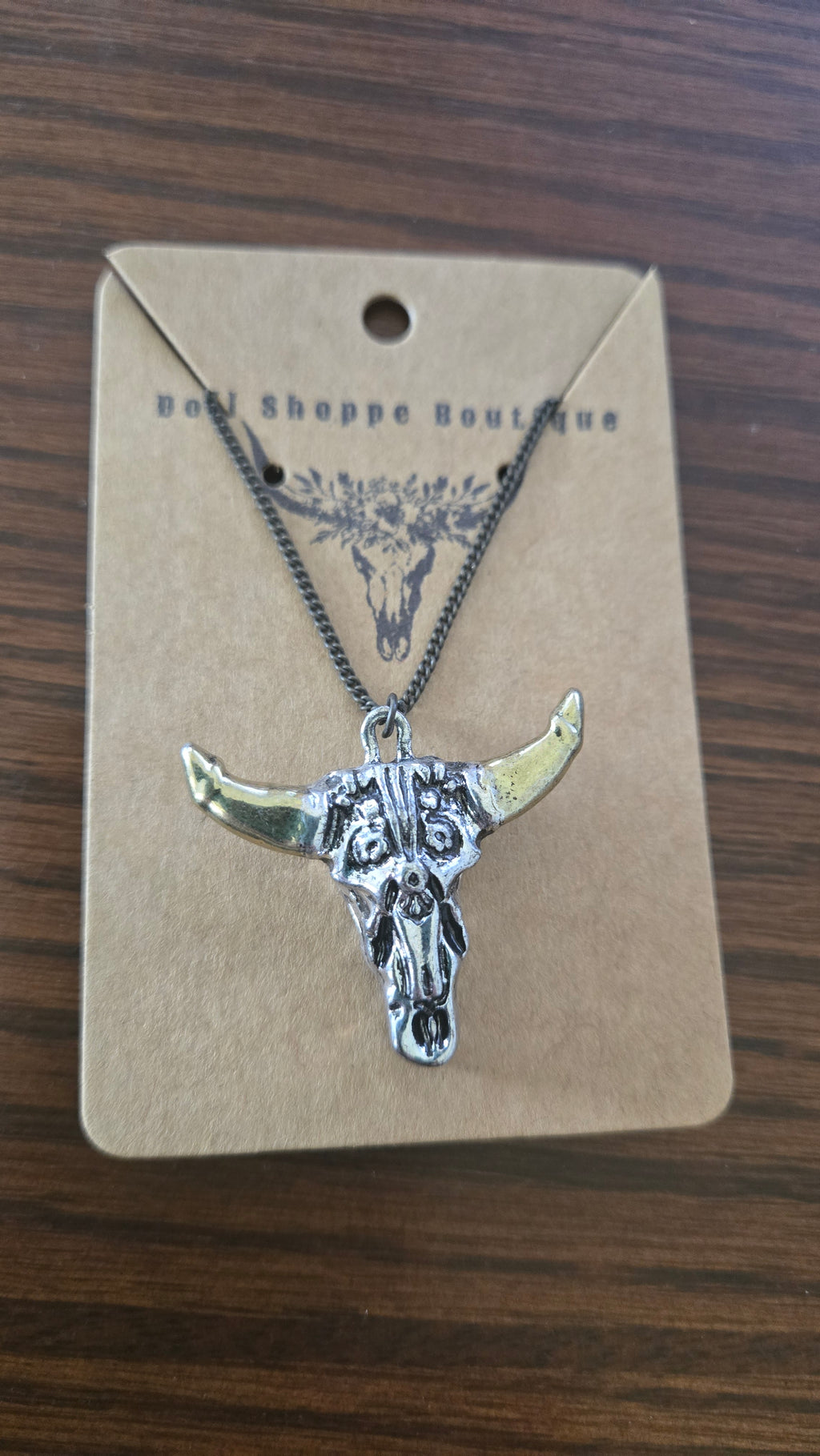 Western Longhorn Skull Necklace | Buffalo Skull Sweater Necklace | Cowgirl Statement Necklace | Western Boho Jewelry | Long Layering Necklace | Rustic Western Gift