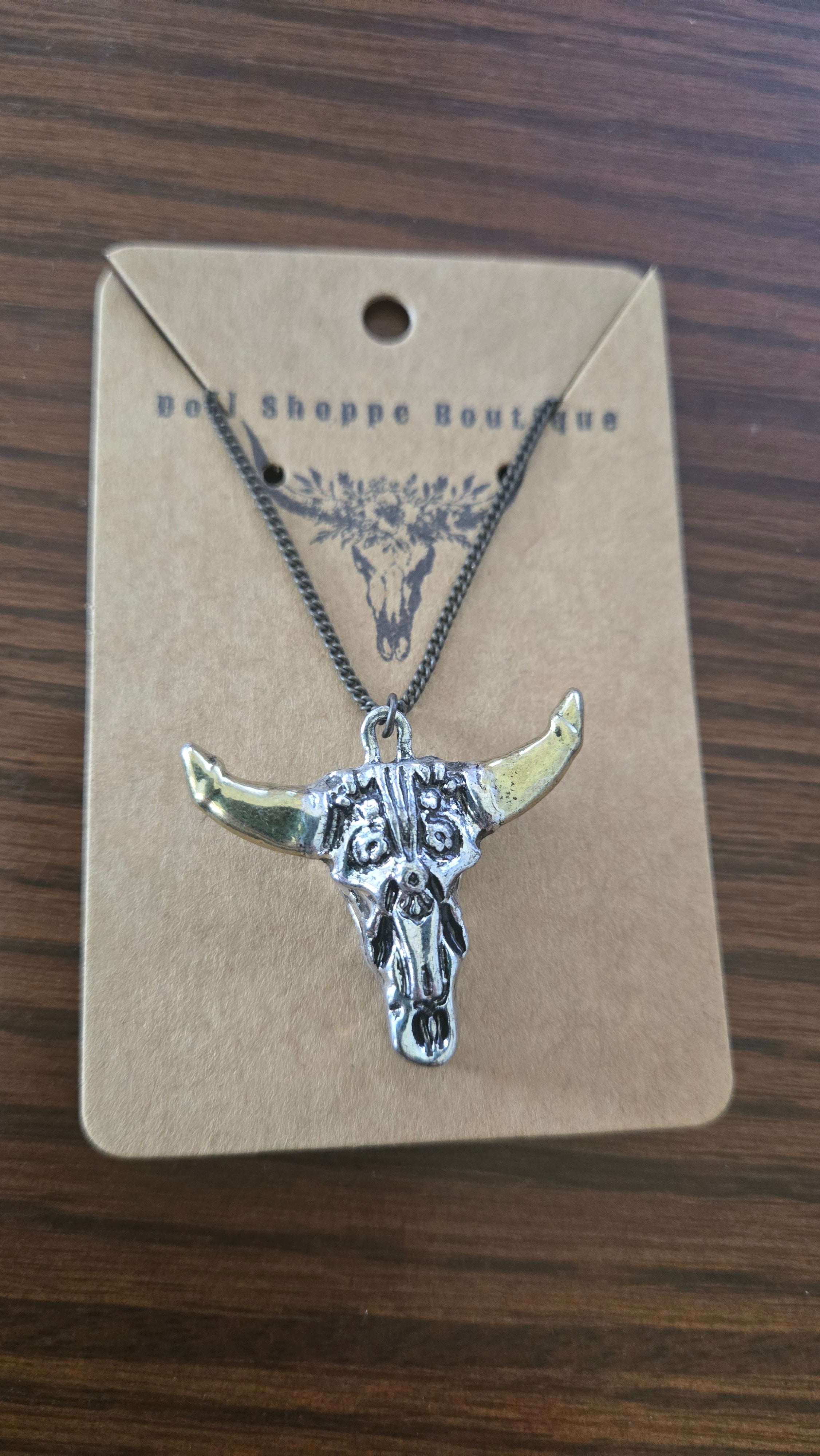 Western Longhorn Skull Necklace | Buffalo Skull Sweater Necklace | Cowgirl Statement Necklace | Western Boho Jewelry | Long Layering Necklace | Rustic Western Gift