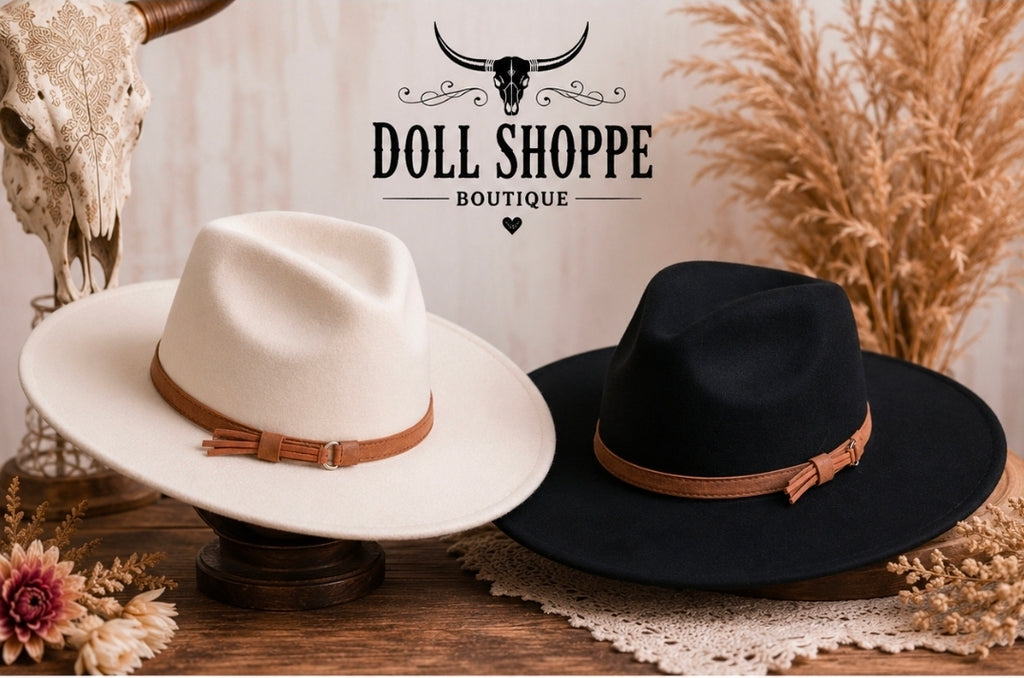 Wide Brim Panama Fedora Hat | Cream & Black | Tassel Accent Fedora