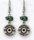 Western Shotgun Shell Earrings with Faux Turquoise | 12 Gauge Cowgirl Dangle Earrings | Rustic Country Western Jewelry | Hunting Gift for Her | Rodeo Boutique Earrings