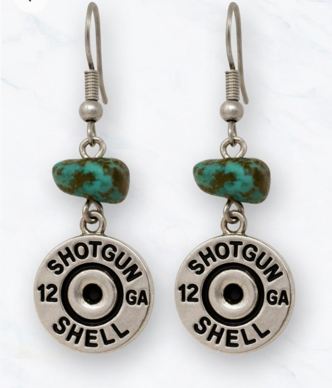 Western Shotgun Shell Earrings with Faux Turquoise | 12 Gauge Cowgirl Dangle Earrings | Rustic Country Western Jewelry | Hunting Gift for Her | Rodeo Boutique Earrings