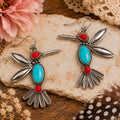 Boho Hummingbird Dangle Earrings | Faux Turquoise Bird Earrings | Southwestern Statement Earrings | Nature Inspired Jewelry | Western Boho Earrings